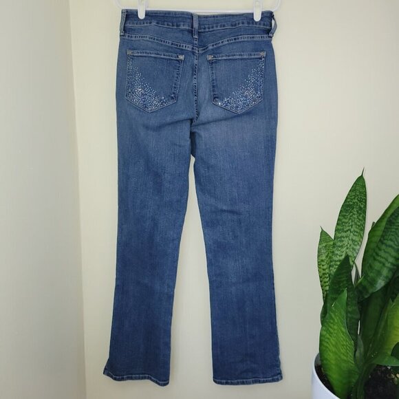 NYDJ Bootcut Jeans Medium Rinse Lift & Tuck Bling Back Pockets Women's Size 12 - Picture 3 of 14